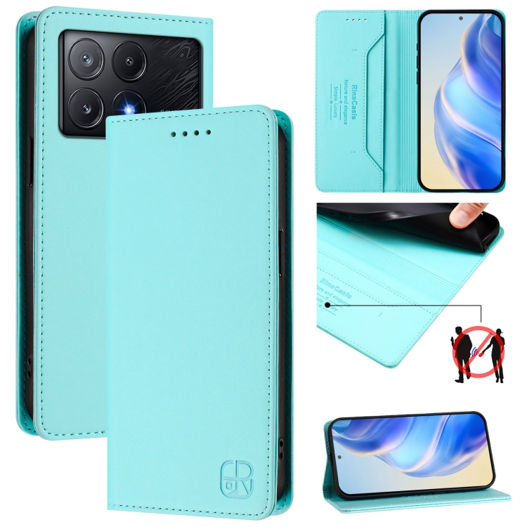 For Xiaomi Poco X6 Pro / Redmi K70E RC01 Dual-Folded Magnetic Suction RFID Leather Phone Case(Mint Green)
For Xiaomi Poco X6 Pro / Redmi K70E RC01 Dual-Folded Magnetic Suction RFID Leather Phone Case(Mint Green)