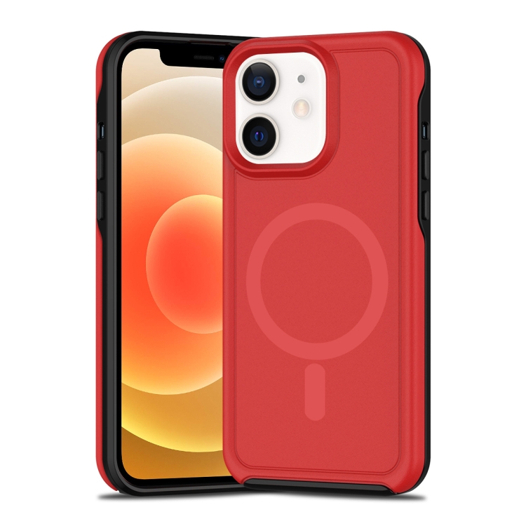 For iPhone 12 Shockproof MagSafe Armor PC Hybrid TPU Phone Case(Red+Black) 
For iPhone 12 Shockproof MagSafe Armor PC Hybrid TPU Phone Case(Red+Black)