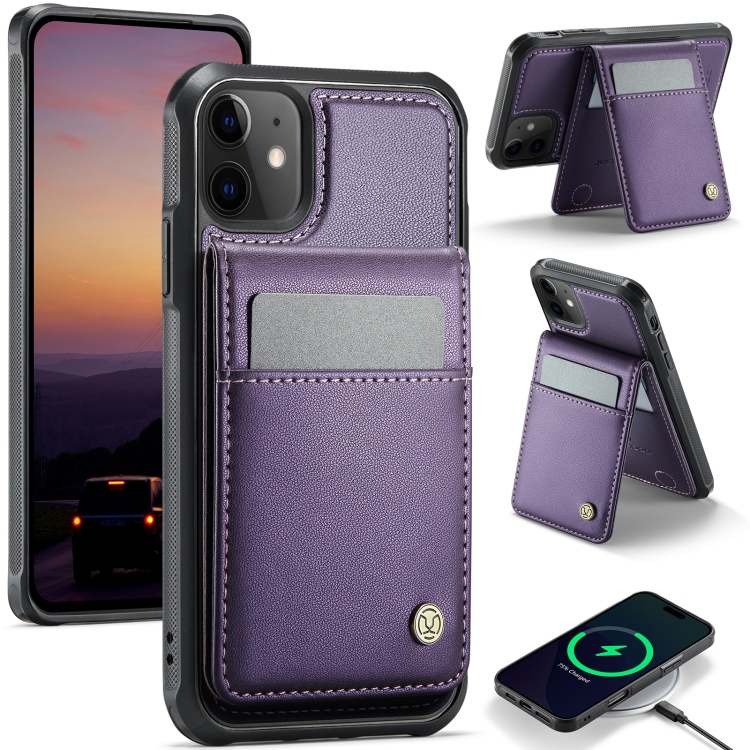 For iPhone 11 JEEHOOD J06 British Style RFID MagSafe Card Bag PU Phone Case(Purple)
For iPhone 11 JEEHOOD J06 British Style RFID MagSafe Card Bag PU Phone Case(Purple)