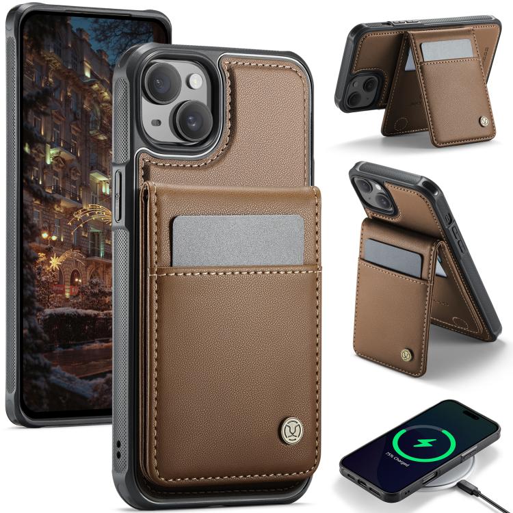 For iPhone 15 Plus JEEHOOD J06 British Style RFID MagSafe Card Bag PU Phone Case(Brown)
For iPhone 15 Plus JEEHOOD J06 British Style RFID MagSafe Card Bag PU Phone Case(Brown)