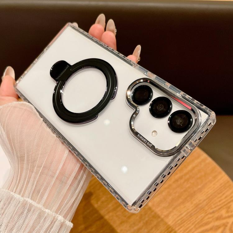 For Samsung Galaxy S24 5G Transparent MagSafe Holder Phone Case with Lens Film(Black)
For Samsung Galaxy S24 5G Transparent MagSafe Holder Phone Case with Lens Film(Black)
