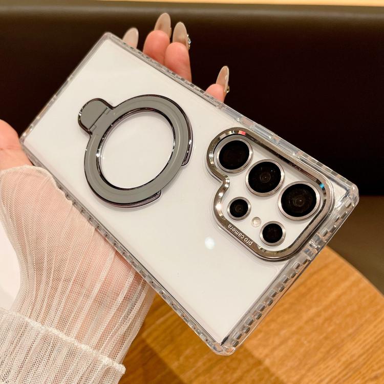 For Samsung Galaxy S24 Ultra 5G Transparent MagSafe Holder Phone Case with Lens Film(Grey)
For Samsung Galaxy S24 Ultra 5G Transparent MagSafe Holder Phone Case with Lens Film(Grey)