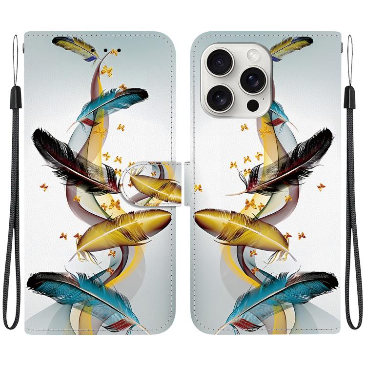 For iPhone 16 Pro Crystal Texture Colored Drawing Leather Phone Case(Gold Butterfly Feathers)
For iPhone 16 Pro Crystal Texture Colored Drawing Leather Phone Case(Gold Butterfly Feathers)