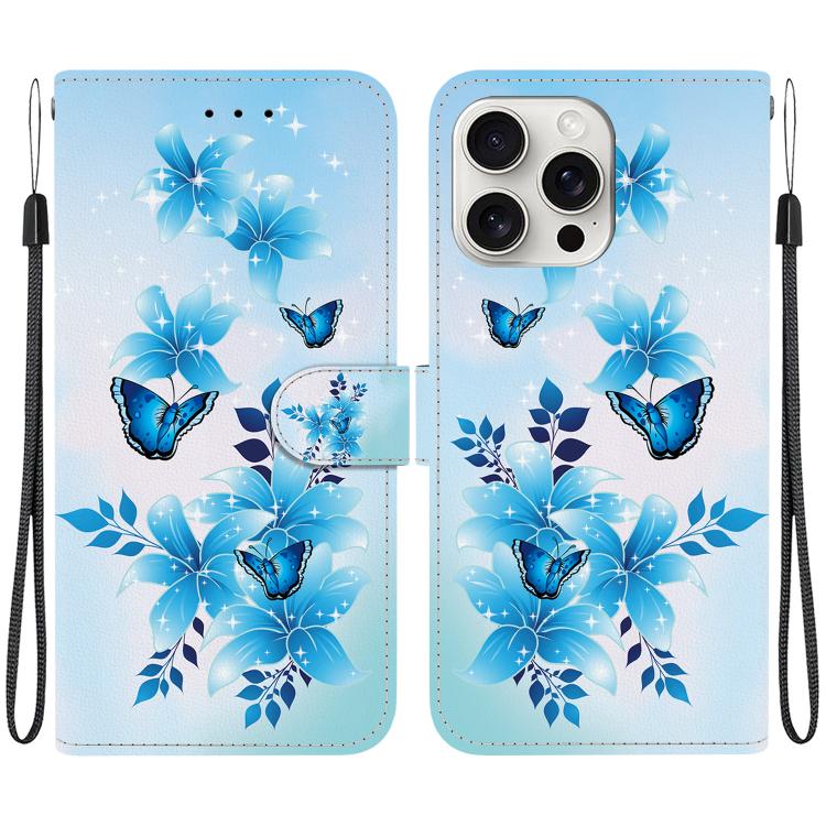 For iPhone 16 Pro Crystal Texture Colored Drawing Leather Phone Case(Blue Butterflies)
For iPhone 16 Pro Crystal Texture Colored Drawing Leather Phone Case(Blue Butterflies)