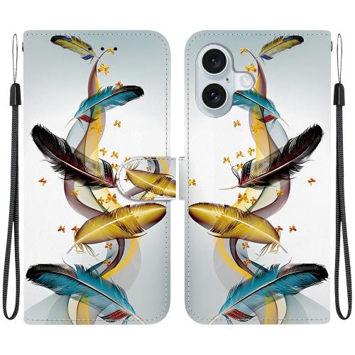 For iPhone 16 Plus Crystal Texture Colored Drawing Leather Phone Case(Gold Butterfly Feathers)
For iPhone 16 Plus Crystal Texture Colored Drawing Leather Phone Case(Gold Butterfly Feathers)