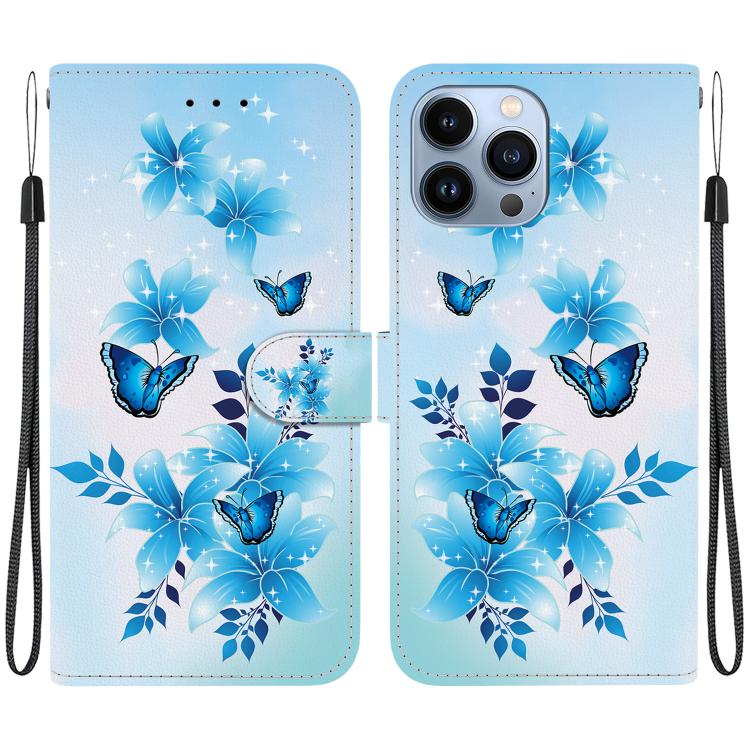 For iPhone 15 Pro Crystal Texture Colored Drawing Leather Phone Case(Blue Butterflies)
For iPhone 15 Pro Crystal Texture Colored Drawing Leather Phone Case(Blue Butterflies)