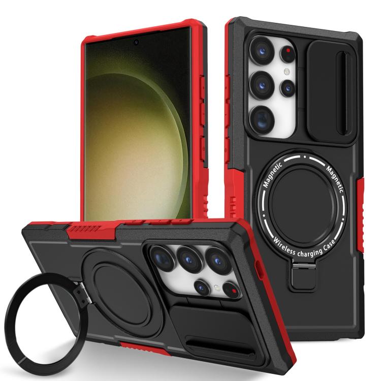 For Samsung Galaxy S24 Ultra 5G Sliding Camshield MagSafe Holder TPU Hybrid PC Phone Case(Black Red)
For Samsung Galaxy S24 Ultra 5G Sliding Camshield MagSafe Holder TPU Hybrid PC Phone Case(Black Red)