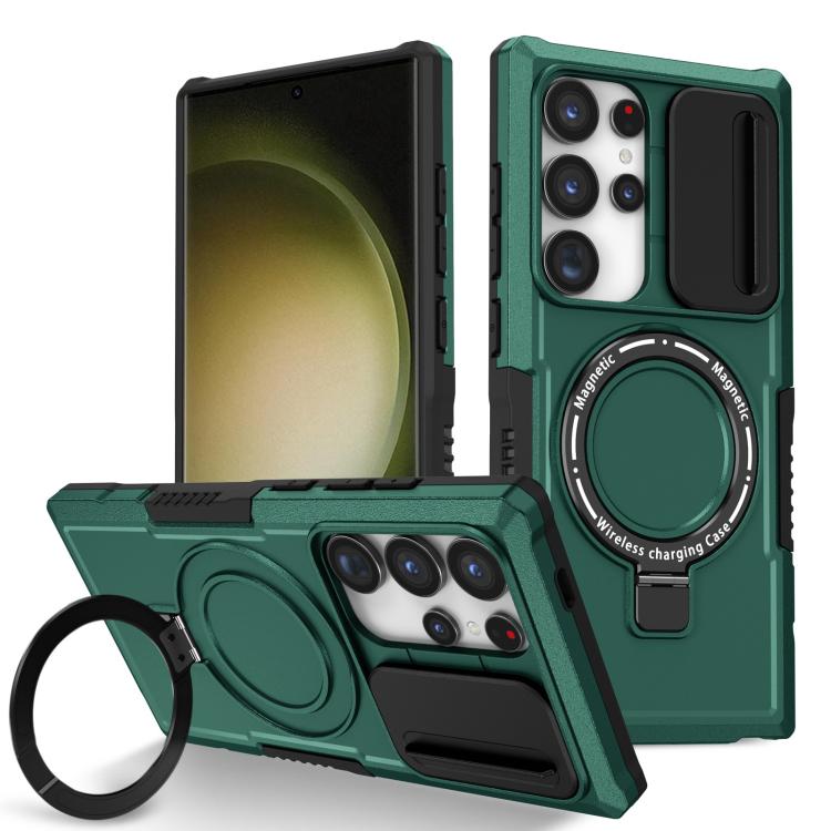 For Samsung Galaxy S24 Ultra 5G Sliding Camshield MagSafe Holder TPU Hybrid PC Phone Case(Deep Green)
For Samsung Galaxy S24 Ultra 5G Sliding Camshield MagSafe Holder TPU Hybrid PC Phone Case(Deep Green)