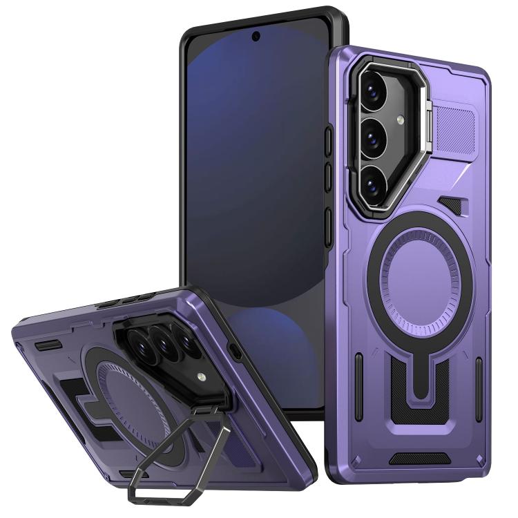 For Samsung Galaxy S24 FE 5G Shield Hollow Frame Holder MagSafe Phone Case(Purple)
For Samsung Galaxy S24 FE 5G Shield Hollow Frame Holder MagSafe Phone Case(Purple)
