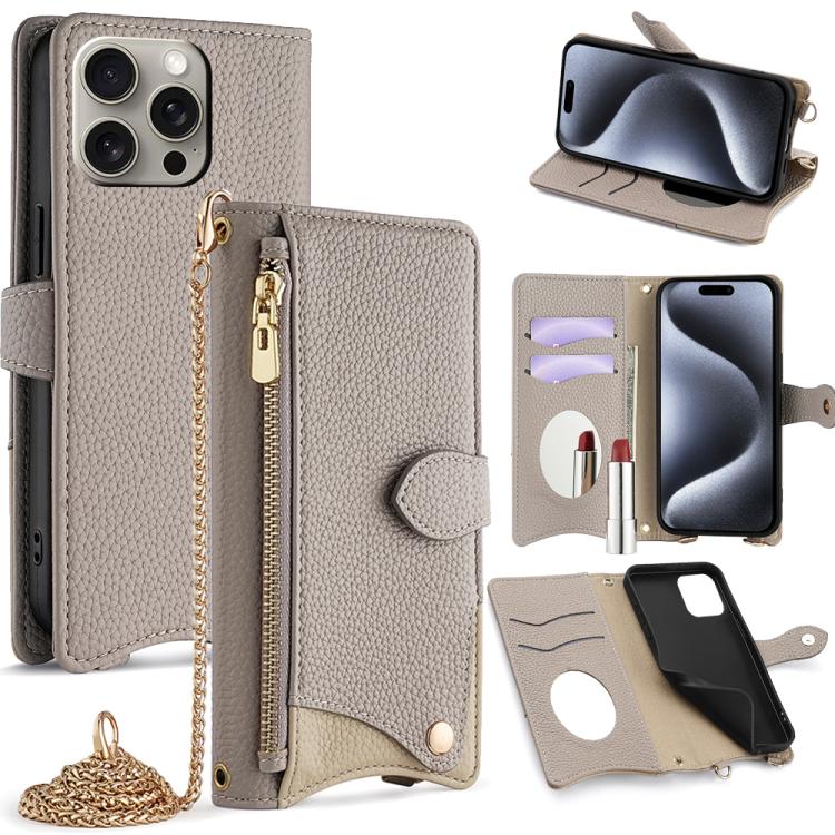 For iPhone 16 Pro Crossbody Chain Fishtail Litchi Leather Phone Case(Grey)
For iPhone 16 Pro Crossbody Chain Fishtail Litchi Leather Phone Case(Grey)
