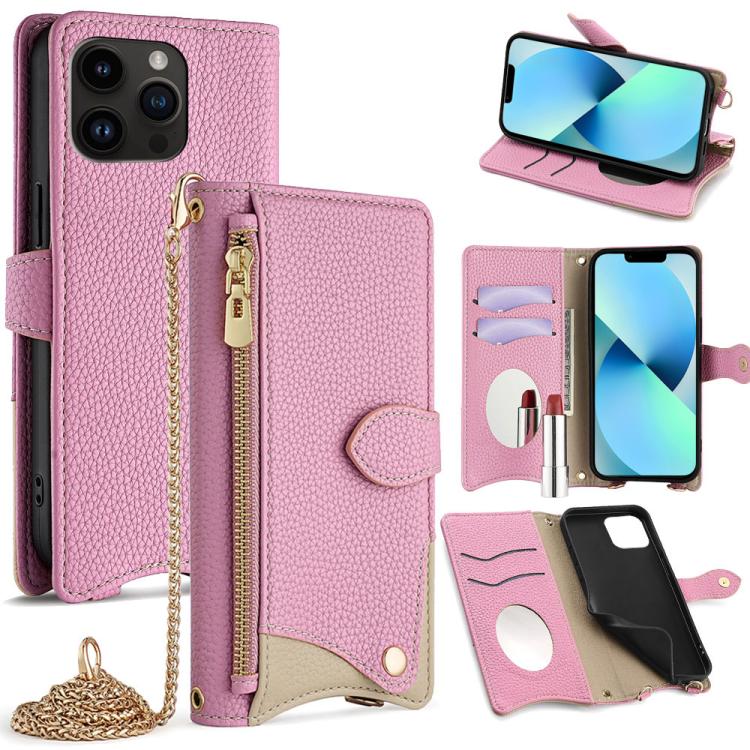 For iPhone 13 Pro Max Crossbody Chain Fishtail Litchi Leather Phone Case(Pink)
For iPhone 13 Pro Max Crossbody Chain Fishtail Litchi Leather Phone Case(Pink)