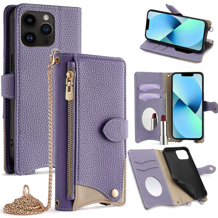 For iPhone 13 Pro Max Crossbody Chain Fishtail Litchi Leather Phone Case(Purple)
For iPhone 13 Pro Max Crossbody Chain Fishtail Litchi Leather Phone Case(Purple)