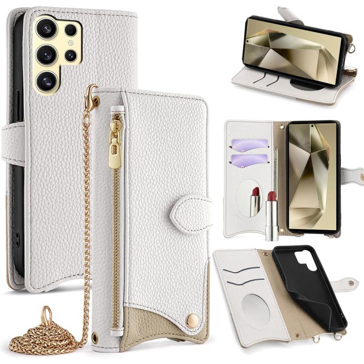 For Samsung Galaxy S24 Ultra 5G Crossbody Chain Fishtail Litchi Leather Phone Case(White)
For Samsung Galaxy S24 Ultra 5G Crossbody Chain Fishtail Litchi Leather Phone Case(White)