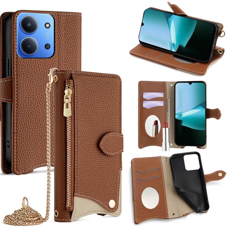 For Redmi 15C 5G / 4G EU 173mm / Poco C85 5G Crossbody Chain Fishtail Litchi Leather Phone Case(Brown)
For Redmi 15C 5G / 4G EU 173mm / Poco C85 5G Crossbody Chain Fishtail Litchi Leather Phone Case(Brown)