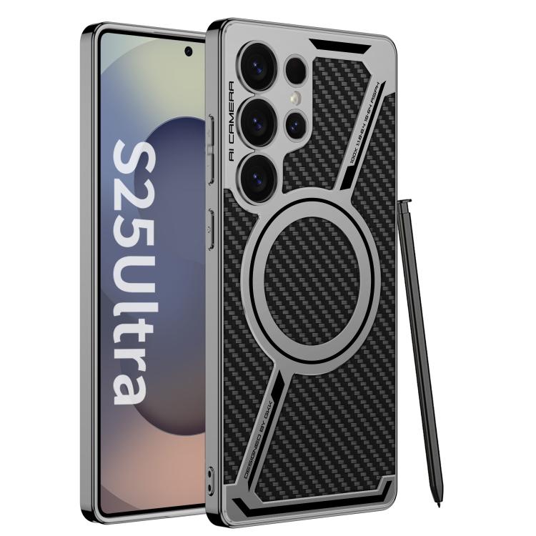 For Samsung Galaxy S25 Ultra 5G GKK Electroplating Leather Z-Shape MagSafe Phone Case, Not Included Pen(Carbon Fiber)
For Samsung Galaxy S25 Ultra 5G GKK Electroplating Leather Z-Shape MagSafe Phone Case, Not Included Pen(Carbon Fiber)