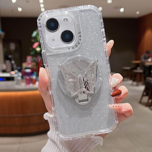 For iPhone 14 Plus Mirror Butterfly Holder Glitterr MagSafe Phone Case(Silver)
For iPhone 14 Plus Mirror Butterfly Holder Glitterr MagSafe Phone Case(Silver)