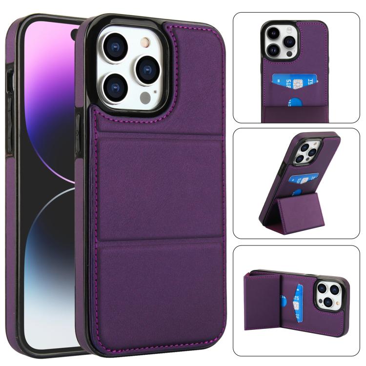 For iPhone 14 Pro Max Tri-fold Holder Leather Phone Case with Card Slot(Dark Purple)
For iPhone 14 Pro Max Tri-fold Holder Leather Phone Case with Card Slot(Dark Purple)