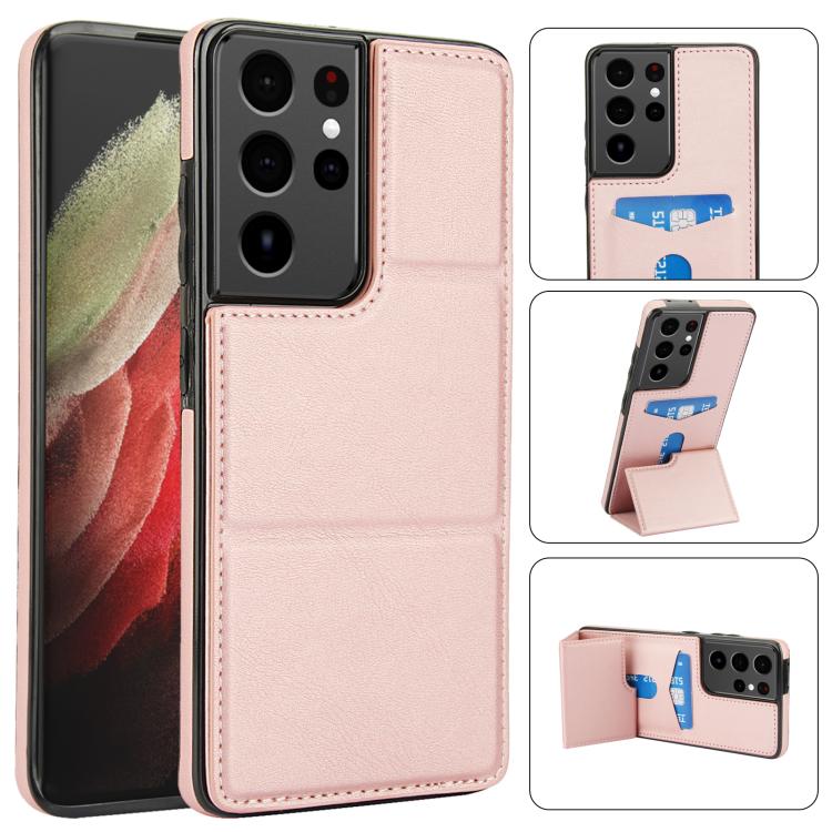 For Samsung Galaxy S21 Ultra 5G Tri-fold Holder Leather Phone Case with Card Slot(Rose Gold)
For Samsung Galaxy S21 Ultra 5G Tri-fold Holder Leather Phone Case with Card Slot(Rose Gold)