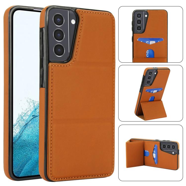 For Samsung Galaxy S21+ 5G Tri-fold Holder Leather Phone Case with Card Slot(Brown)
For Samsung Galaxy S21+ 5G Tri-fold Holder Leather Phone Case with Card Slot(Brown)