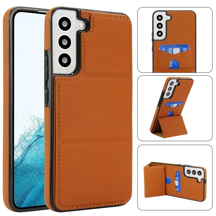 For Samsung Galaxy S22 5G Tri-fold Holder Leather Phone Case with Card Slot(Brown) 
For Samsung Galaxy S22 5G Tri-fold Holder Leather Phone Case with Card Slot(Brown)