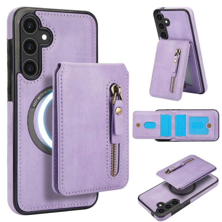 For Samsung Galaxy S25+ 5G Zipper Wallet Split MagSafe Leather Back Phone Case(Purple)
For Samsung Galaxy S25+ 5G Zipper Wallet Split MagSafe Leather Back Phone Case(Purple)