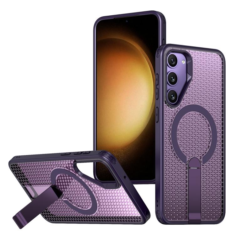 For Samsung Galaxy S23+ 5G Honeycomb Cooling MagSafe Holder Phone Case(Purple)
For Samsung Galaxy S23+ 5G Honeycomb Cooling MagSafe Holder Phone Case(Purple)