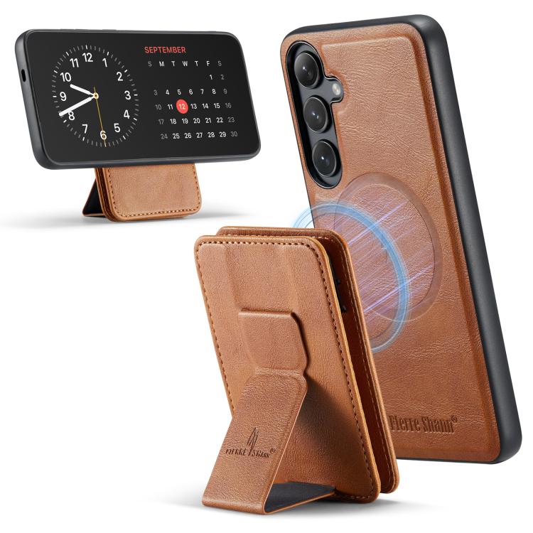 For Samsung Galaxy S25 5G Fierre Shann FS028 MagSafe RFID Card Holder Back Phone Case(Brown)
For Samsung Galaxy S25 5G Fierre Shann FS028 MagSafe RFID Card Holder Back Phone Case(Brown)