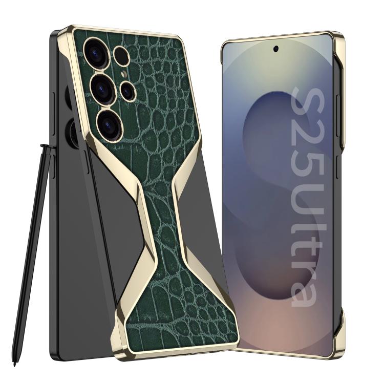 For Samsung Galaxy S25 Ultra 5G GKK Borderless Plating Leather Crocodile Texture Phone Case, Not Included Pen(Green)
For Samsung Galaxy S25 Ultra 5G GKK Borderless Plating Leather Crocodile Texture Phone Case, Not Included Pen(Green)