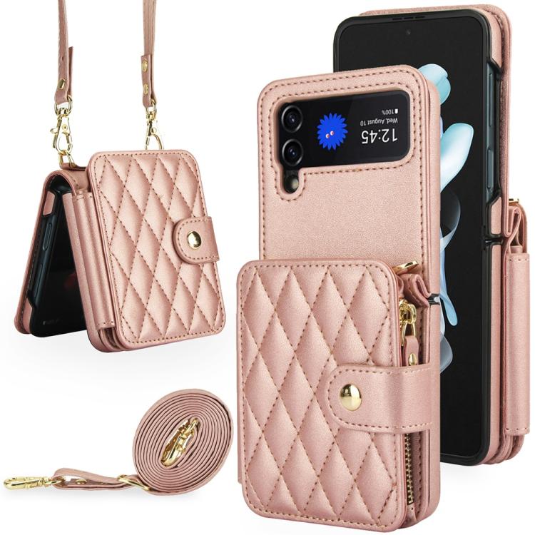 For Samsung Galaxy Z Flip4 Crossbody Rhombus Wallet Bag Folding Phone Case with Lanyard(Rose Gold)
For Samsung Galaxy Z Flip4 Crossbody Rhombus Wallet Bag Folding Phone Case with Lanyard(Rose Gold)