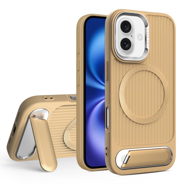 For iPhone 16 Plus Vertical Lines Invisible Flat Holder MagSafe Phone Case(Gold)
For iPhone 16 Plus Vertical Lines Invisible Flat Holder MagSafe Phone Case(Gold)
