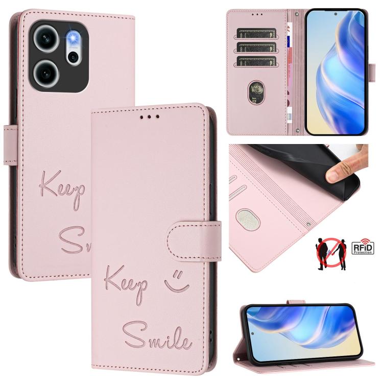 For OPPO Reno14 F 5G Smile Embossing RFID Leather Phone Case(Pink)
For OPPO Reno14 F 5G Smile Embossing RFID Leather Phone Case(Pink)