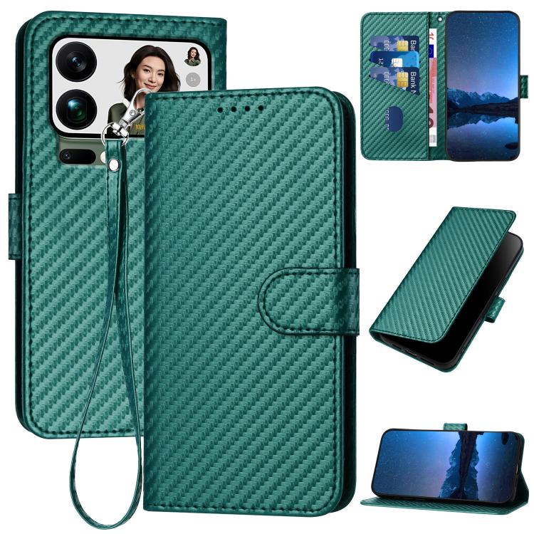 For Xiaomi 17 Pro Max YX0070 Carbon Fiber Buckle Leather Phone Case with Lanyard(Dark Green)
For Xiaomi 17 Pro Max YX0070 Carbon Fiber Buckle Leather Phone Case with Lanyard(Dark Green)