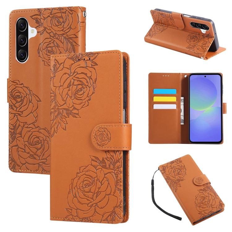 For Samsung Galaxy A57 5G Rose Flower Embossed 3-Card Slots Leather Phone Case(Brown)
For Samsung Galaxy A57 5G Rose Flower Embossed 3-Card Slots Leather Phone Case(Brown)