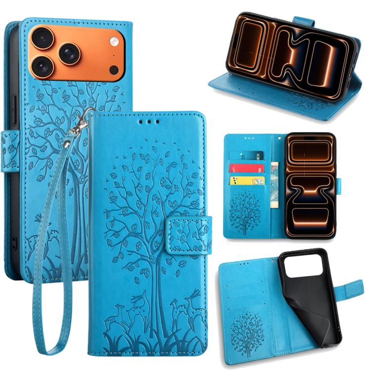 For iPhone 17 Pro Max Tree & Deer Embossed Leather Phone Case(Blue)
For iPhone 17 Pro Max Tree & Deer Embossed Leather Phone Case(Blue)