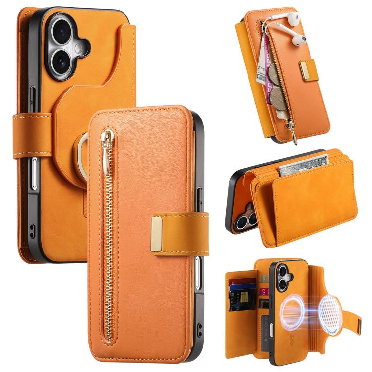 For iPhone 16 Ring Zipper Wallet RFID Blocking MagSafe Leather Phone Case(Orange)
For iPhone 16 Ring Zipper Wallet RFID Blocking MagSafe Leather Phone Case(Orange)