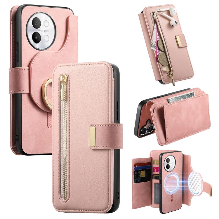 For vivo S18e 5G Ring Zipper Wallet RFID Blocking MagSafe Leather Phone Case(Pink)
For vivo S18e 5G Ring Zipper Wallet RFID Blocking MagSafe Leather Phone Case(Pink)