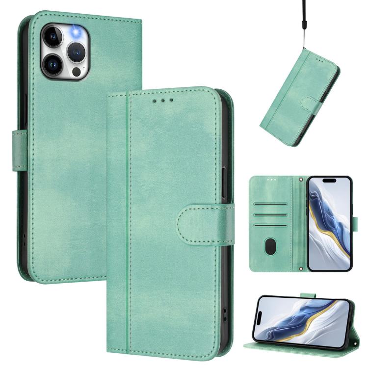 For iPhone 12 Pro Max Line Splicing Buckle Retro Leather Phone Case(Mint Green)
For iPhone 12 Pro Max Line Splicing Buckle Retro Leather Phone Case(Mint Green)