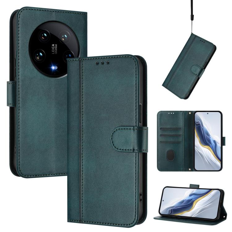 For Xiaomi 14 Ultra 5G Line Splicing Buckle Retro Leather Phone Case(Dark Green)
For Xiaomi 14 Ultra 5G Line Splicing Buckle Retro Leather Phone Case(Dark Green)