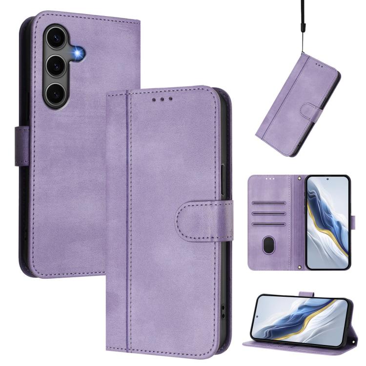 For Samsung Galaxy S25 / S24 5G Line Splicing Buckle Retro Leather Phone Case(Purple)
For Samsung Galaxy S25 / S24 5G Line Splicing Buckle Retro Leather Phone Case(Purple)