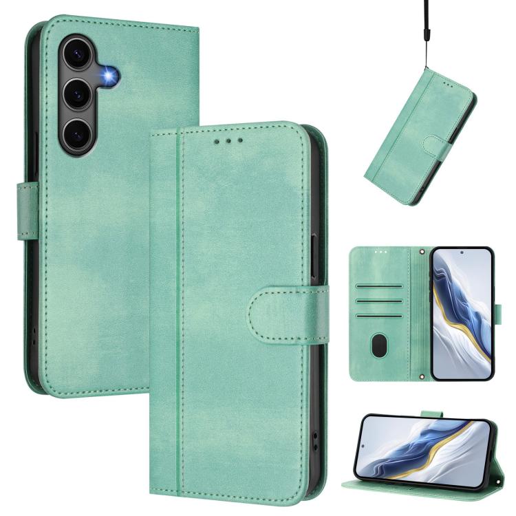For Samsung Galaxy S25+ / S24+ 5G Line Splicing Buckle Retro Leather Phone Case(Mint Green)
For Samsung Galaxy S25+ / S24+ 5G Line Splicing Buckle Retro Leather Phone Case(Mint Green)