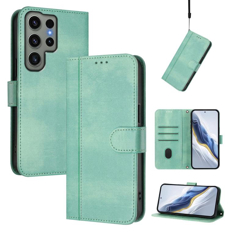 For Samsung Galaxy S23 Ultra 5G Line Splicing Buckle Retro Leather Phone Case(Mint Green)
For Samsung Galaxy S23 Ultra 5G Line Splicing Buckle Retro Leather Phone Case(Mint Green)