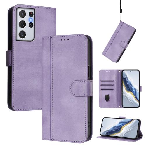 For Samsung Galaxy S21 Ultra 5G Line Splicing Buckle Retro Leather Phone Case(Purple)
For Samsung Galaxy S21 Ultra 5G Line Splicing Buckle Retro Leather Phone Case(Purple)