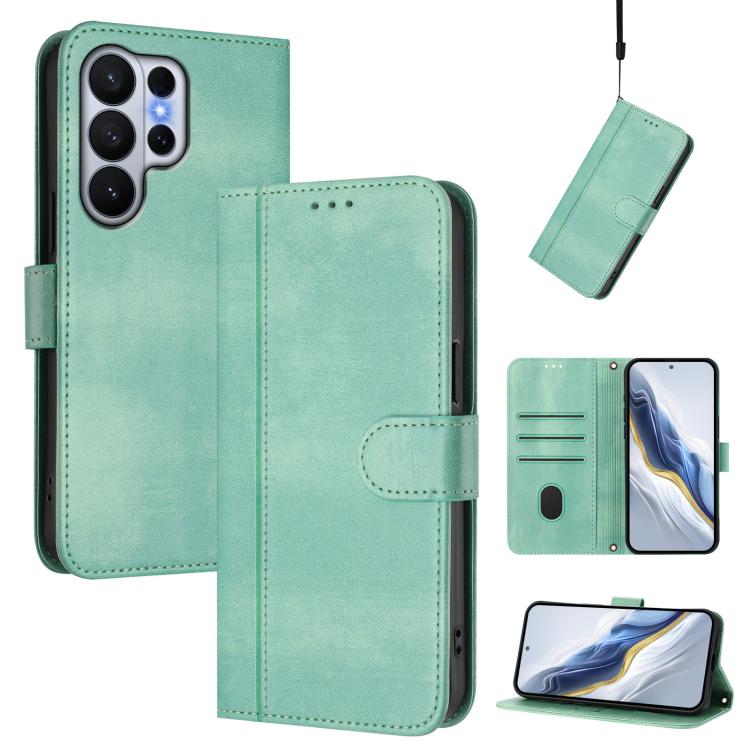 For Samsung Galaxy S26 Ultra 5G Line Splicing Buckle Retro Leather Phone Case(Mint Green)
For Samsung Galaxy S26 Ultra 5G Line Splicing Buckle Retro Leather Phone Case(Mint Green)