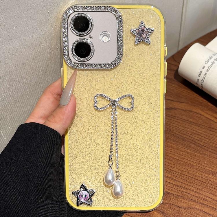 For iPhone 16 Solid Color Glitter Powder Rhinestone Tassel Phone Case(Yellow)
For iPhone 16 Solid Color Glitter Powder Rhinestone Tassel Phone Case(Yellow)