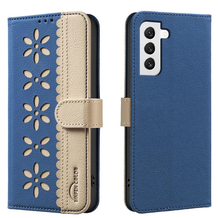 For Samsung Galaxy S21 5G Splicing Color Hollow Flower Pattern RFID Leather Phone Case(Dark Blue)
For Samsung Galaxy S21 5G Splicing Color Hollow Flower Pattern RFID Leather Phone Case(Dark Blue)