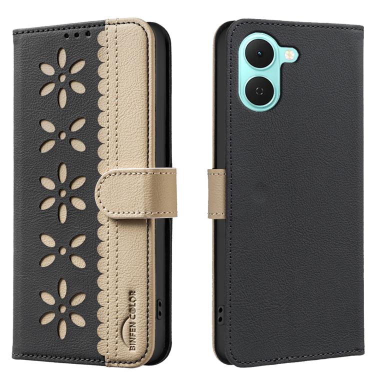 For Tecno Spark Go 3 Splicing Color Hollow Flower Pattern RFID Leather Phone Case(Black)
For Tecno Spark Go 3 Splicing Color Hollow Flower Pattern RFID Leather Phone Case(Black)
