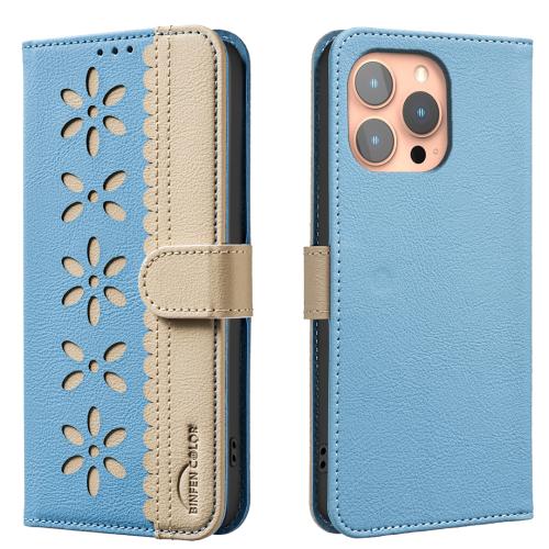 For iPhone 11 Pro Max Splicing Color Hollow Flower Pattern RFID Leather Phone Case(Baby Blue)
For iPhone 11 Pro Max Splicing Color Hollow Flower Pattern RFID Leather Phone Case(Baby Blue)