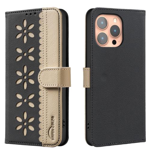 For iPhone 14 Pro Max Splicing Color Hollow Flower Pattern RFID Leather Phone Case(Black)
For iPhone 14 Pro Max Splicing Color Hollow Flower Pattern RFID Leather Phone Case(Black)