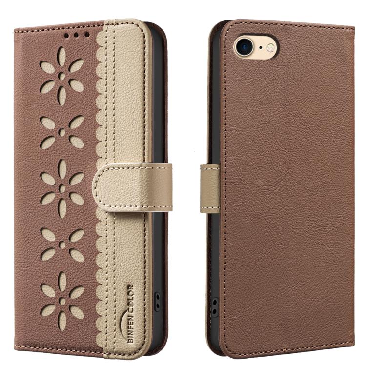 For iPhone 6 / 7 / 8 Splicing Color Hollow Flower Pattern RFID Leather Phone Case(Brown)
For iPhone 6 / 7 / 8 Splicing Color Hollow Flower Pattern RFID Leather Phone Case(Brown)