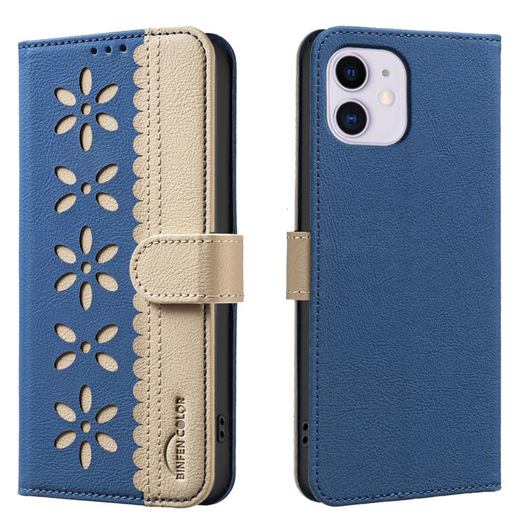 For iPhone 11 Splicing Color Hollow Flower Pattern RFID Leather Phone Case(Dark Blue)
For iPhone 11 Splicing Color Hollow Flower Pattern RFID Leather Phone Case(Dark Blue)